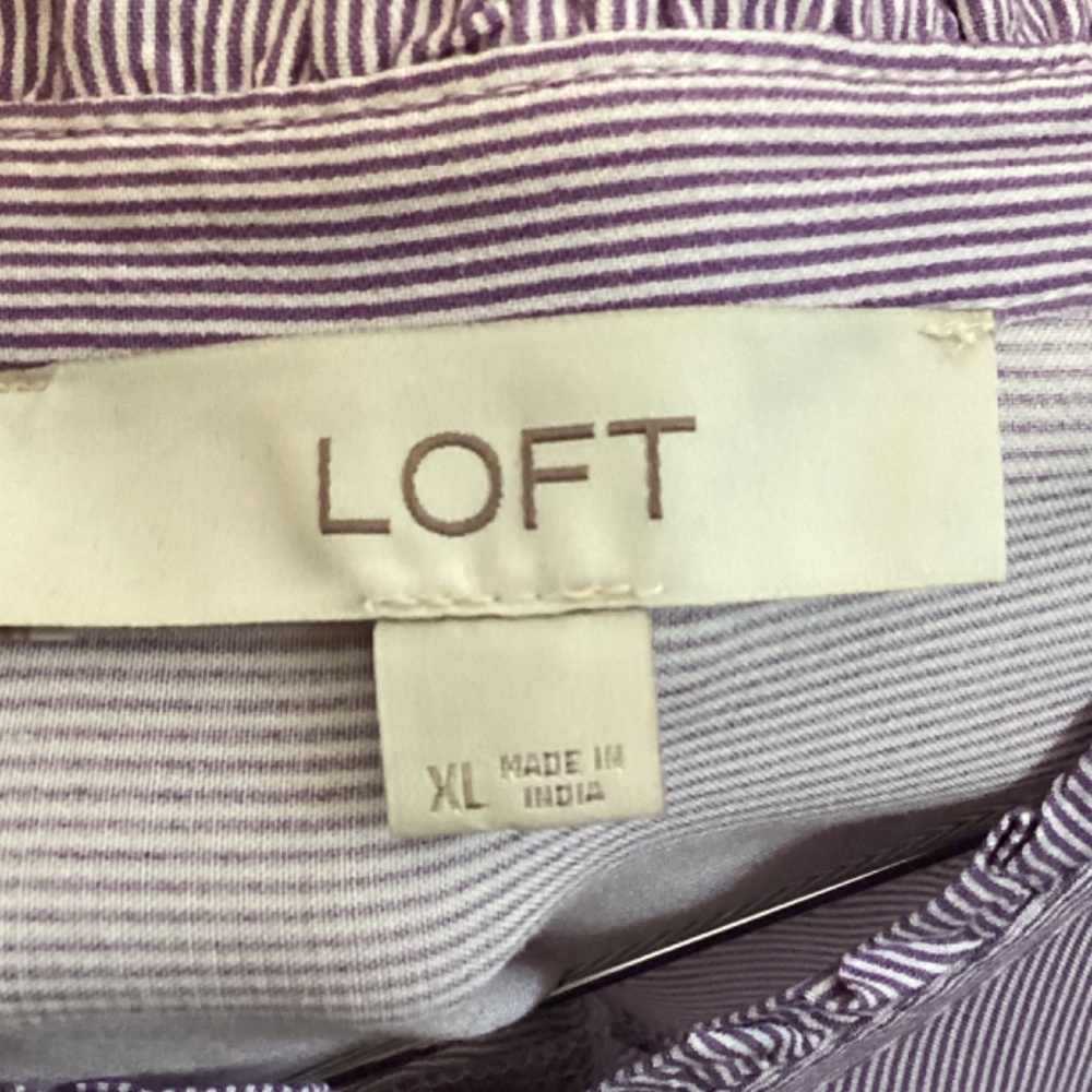 Loft Purple Striped Button Down Blouse - image 4